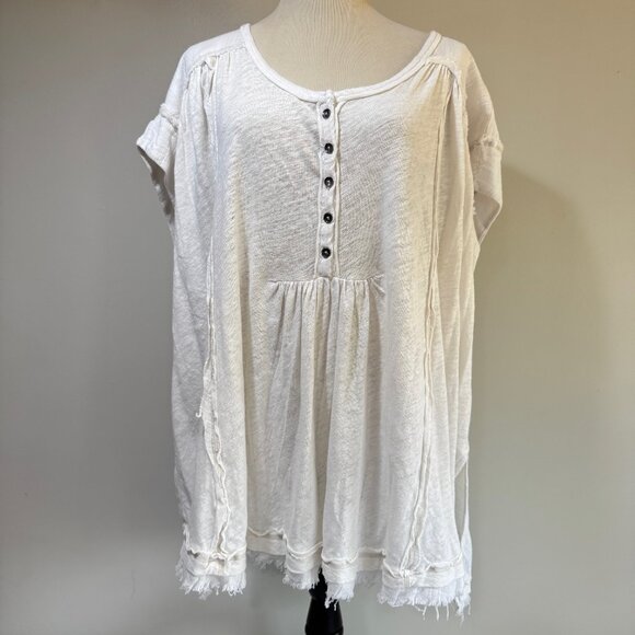 FREE PEOPLE Aster Henley Top in White NWT - Picture 3 of 9